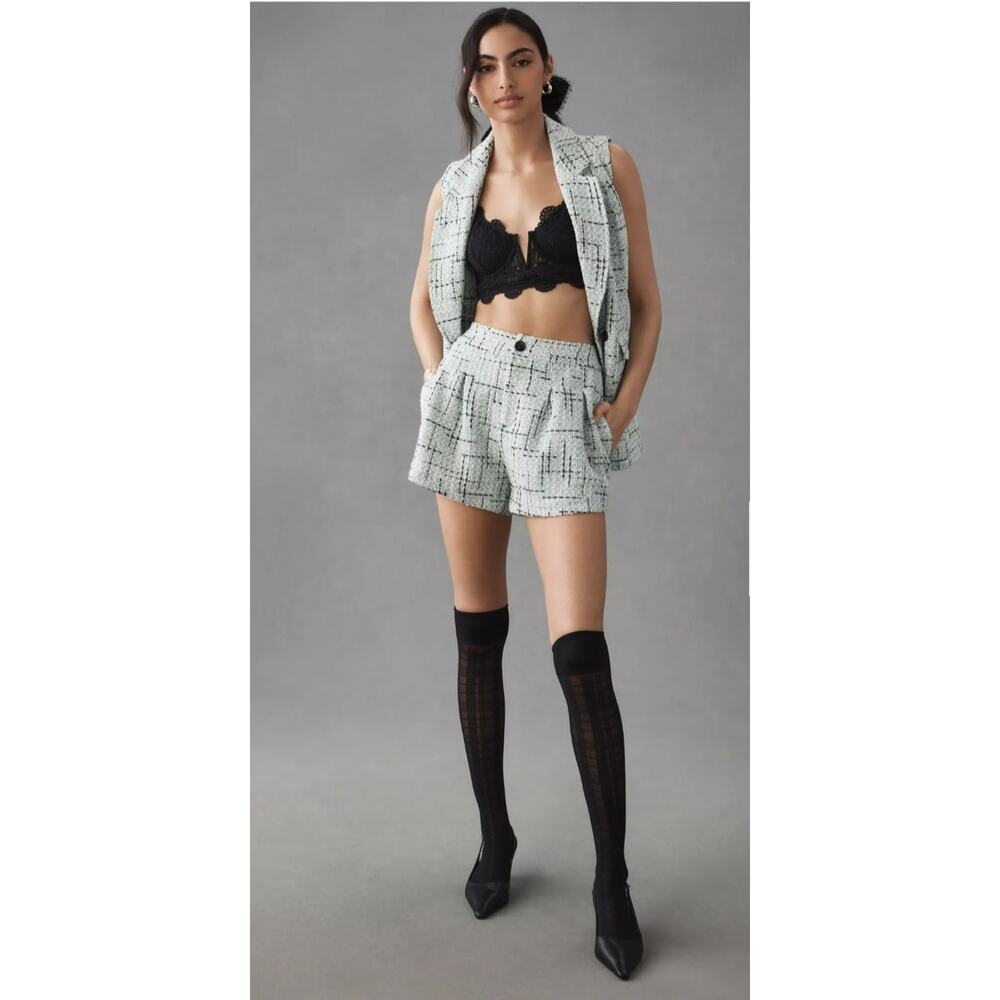 Maeve‎ by Anthropologie Women's Green Tweed Casual Shorts Size 10
